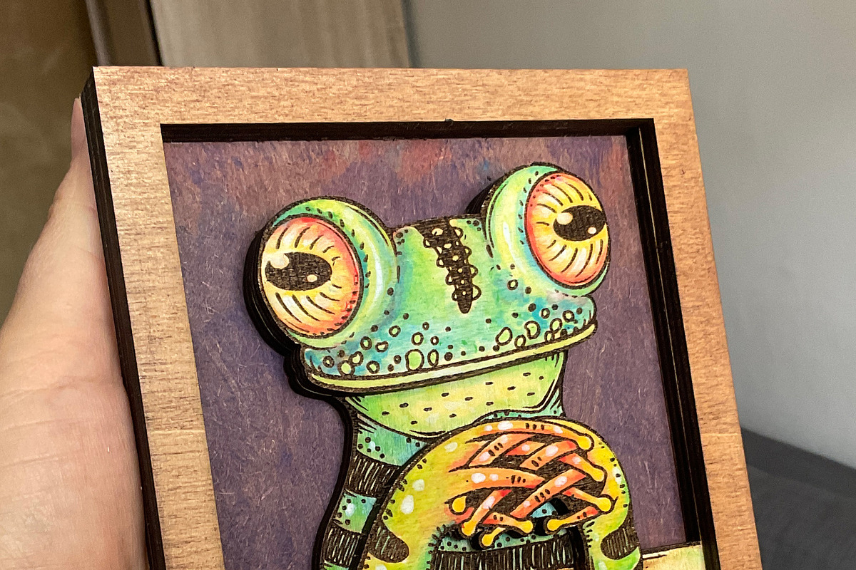 Funny Frog Laser Cut Template DIY, an Object Illustration by Bubert Art (Photo 6 of 6)