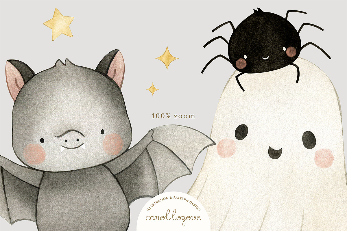 Watercolor Cute Halloween Set, a Decorative Illustration by Carol Lozove (Photo 7 of 26)