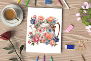 Watercolor Flowers Teapot Clipart, an Illustration by CraftArtStudio (Thumbnail 4 of 7)