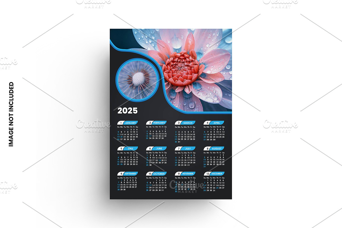 2025 Wall Calendar design template, a Resume Template by graphics city