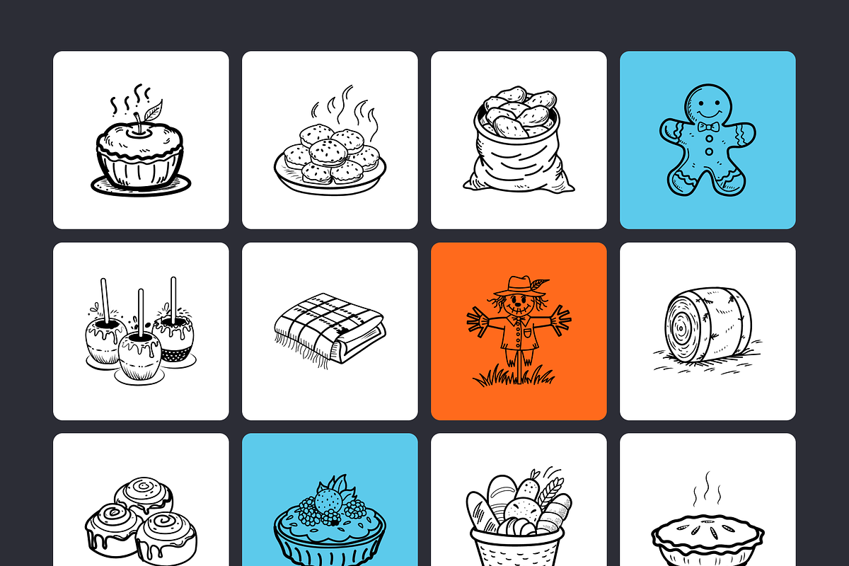 Cute Thanksgiving Doodles Set, an Outline Icon by Brickclay (Photo 9 of 9)