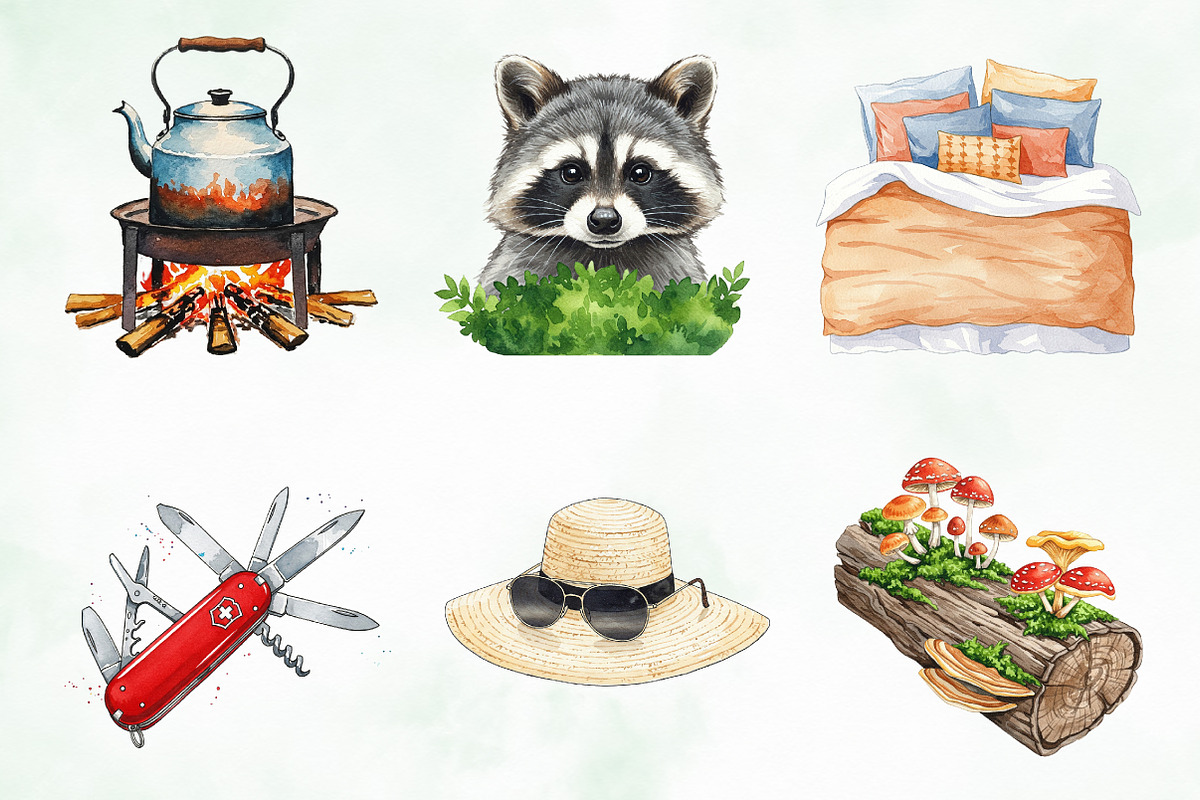 Summer Camping Clipart PNG Bundle, an Illustration by Creative Art (Photo 3 of 8)