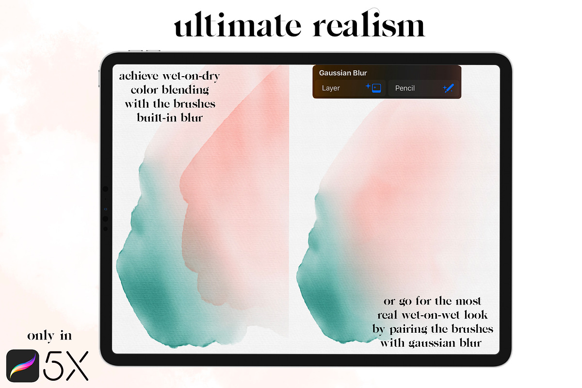Flooded Watercolor Procreate Brushes, a Brush Add-On by Wooly Pronto (Photo 2 of 9)