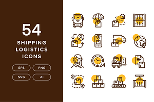 54 Shipping Logistics Icons