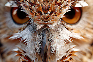 Intricate polygonal owl design showcasing stunning textures and patterns in nat, an Animal Photo by AlyaAnd