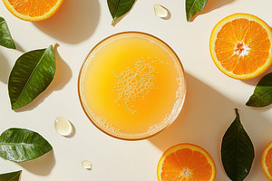 Fresh Orange Juice Glass Surrounded, a Food & Drink Photo by Pixeness Studio