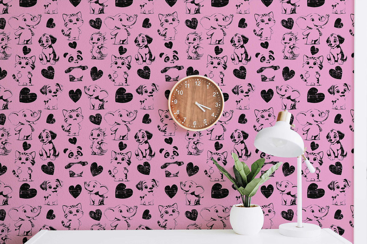 sketch cute animal baby, a Pattern Graphic by AAN Seamless Shop (Photo 3 of 3)