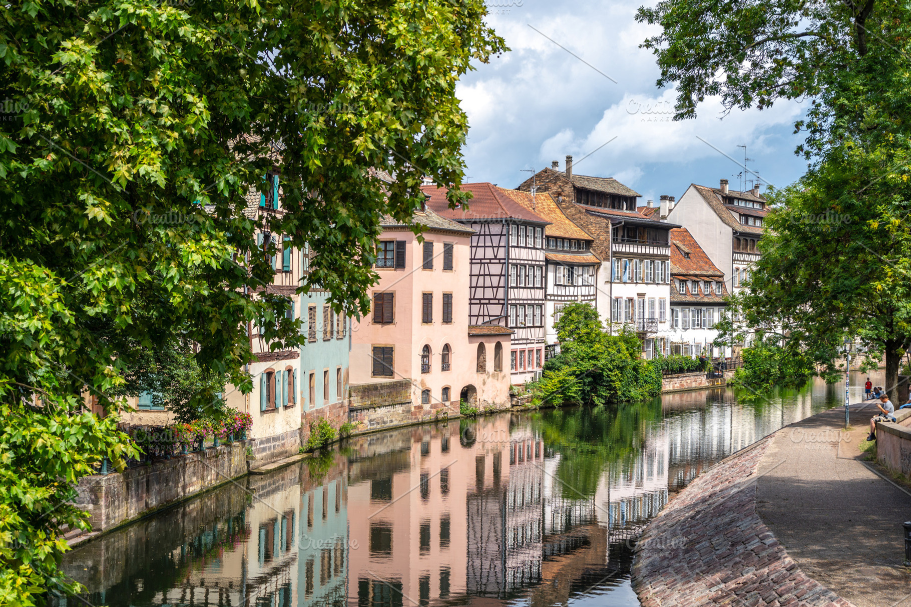 Riverside view with colorful houses in Strasbourg France, an Architecture Photo by GoodGoods