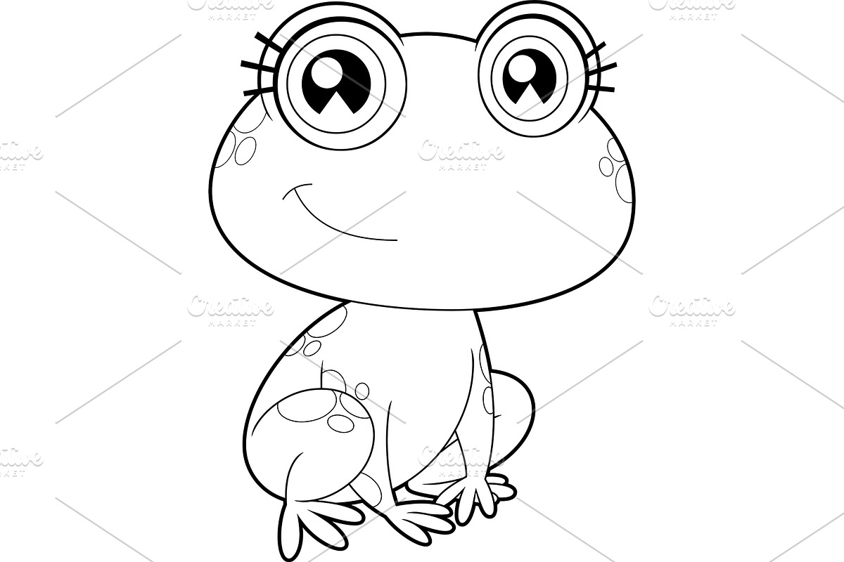 Outlined Cute Female Frog, an Illustration by HitToon
