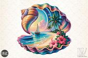 Beach Paradise Inside Seashell PNG, an Illustration by Libby Wishes (Thumbnail 1 of 6)