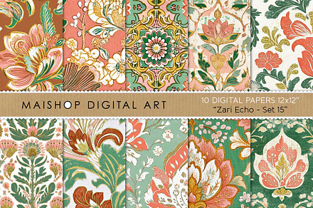 Boho Chic Floral Scrapbook Papers, a Pattern Graphic by Maishop
