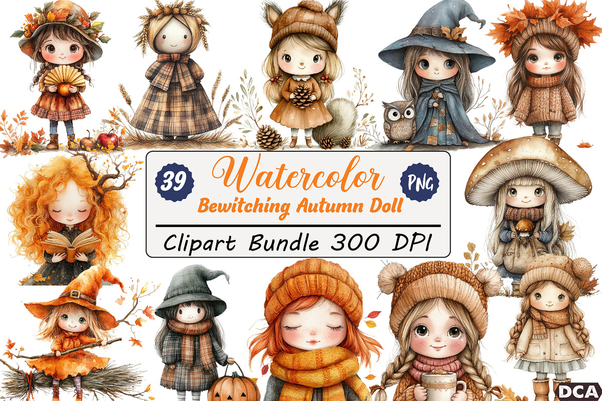 Bewitching Autumn Doll Clipart, an Illustration by DreamCafeArt (Photo 1 of 7)