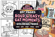 Bold Easy Cat Moments Coloring Pages, an Animal Illustration by Craftsbeefy (Thumbnail 1 of 4)