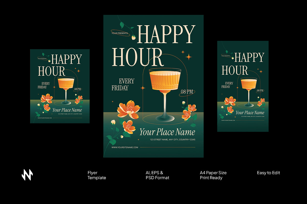 Summer Cocktail Happy Hour Fly, a Flyer Template by Neermana (Photo 1 of 4)