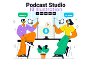 10 Podcast Studio Illustration, a Person Illustration by denayunebgt (Thumbnail 1 of 4)