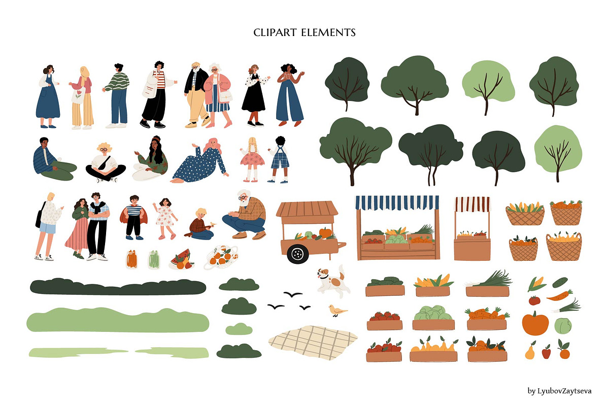Farmer Market people set clipart, a Person Illustration by LyubovZaytseva (Photo 2 of 8)
