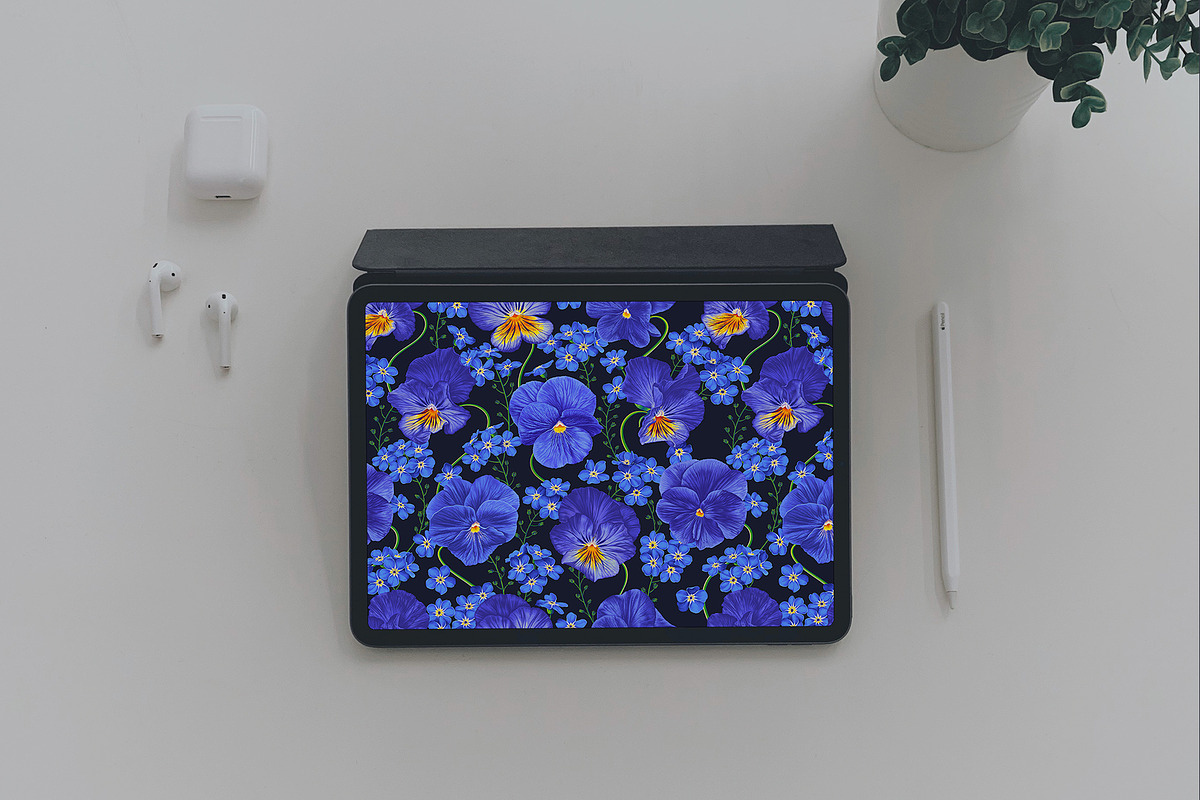 Pansies and Forget-Me-Not Pattern, a Pattern Graphic by MarynaPetrovska (Photo 11 of 12)