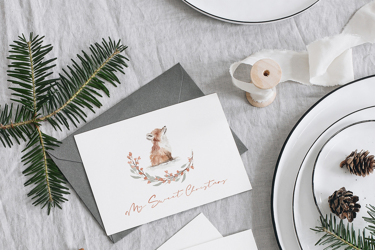 Watercolor Clipart - Winter Land, an Animal Illustration by Beigetime (Photo 2 of 12)