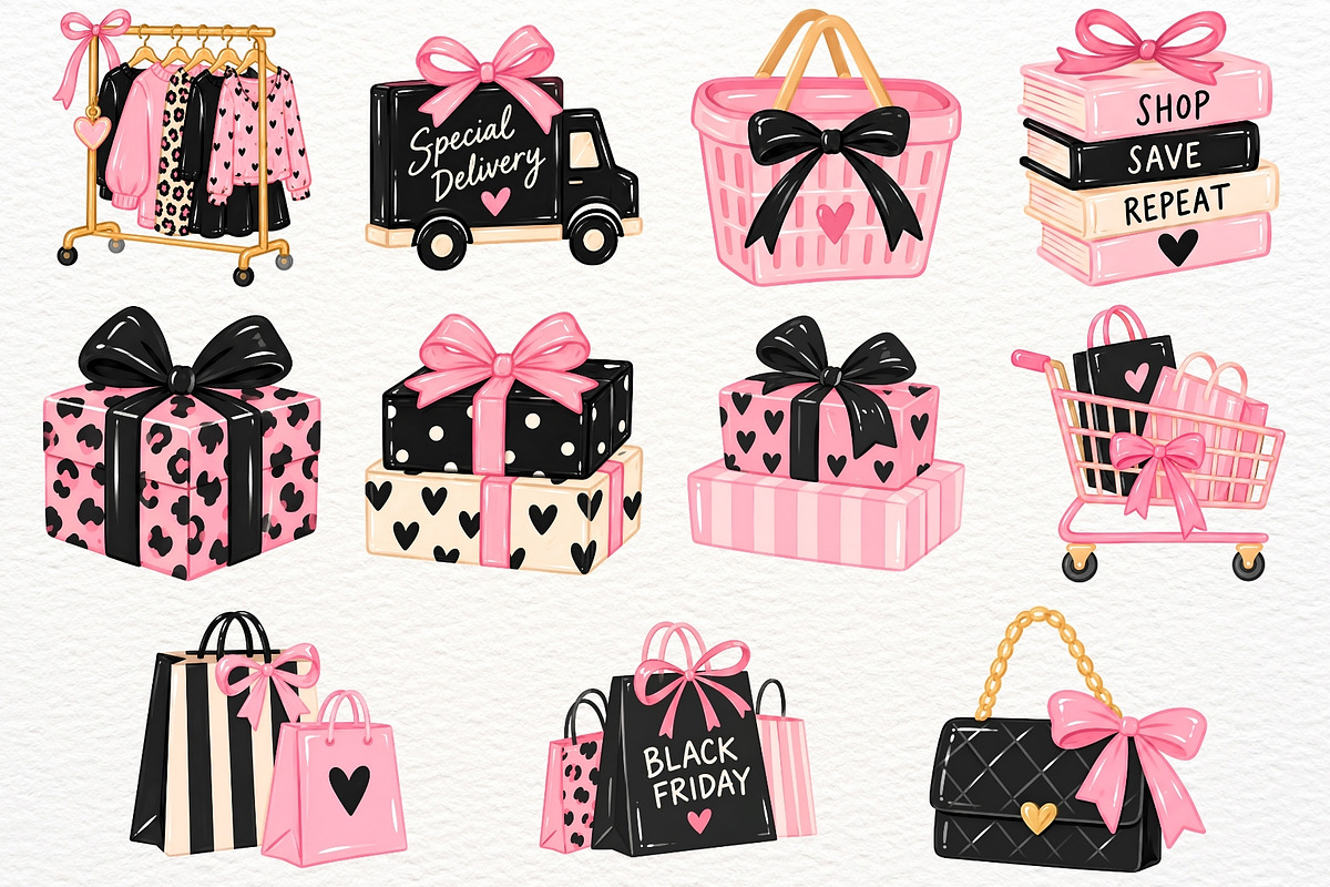 Black Friday Clipart Girly PNG Sale, a Seasonal Illustration by SugarCloudStudioArt (Photo 4 of 6)