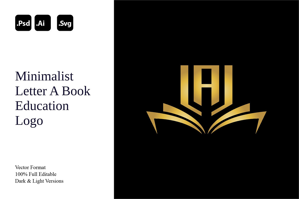 Letter A Book Education Logo, a Branding & Logo Template by Luxury Logos (Photo 1 of 4)