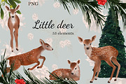 Little deer Christmas clipart, an Animal Illustration by LuckyTurtleArt (Thumbnail 1 of 9)