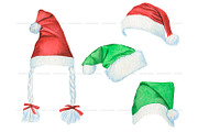 Watercolor Christmas hats and scarve, a Seasonal Illustration by ArtfulStudio (Thumbnail 5 of 10)