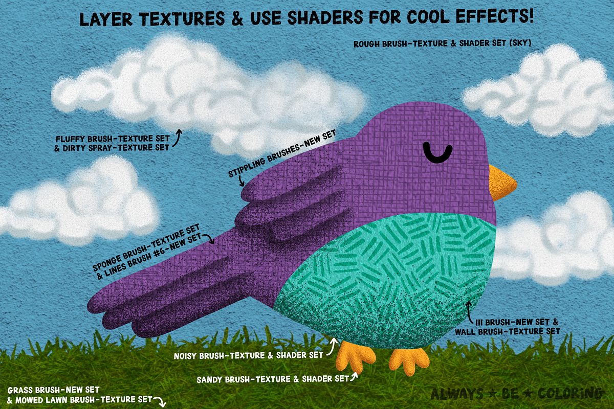 Huge Procreate Texture Brush Bundle, a Brush Add-On by AlwaysBeColoring (Photo 7 of 12)