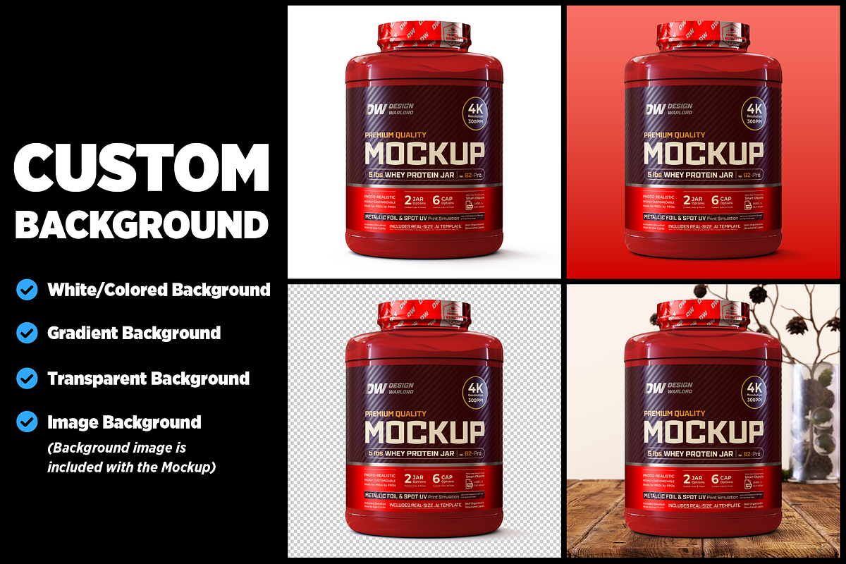 5lb Whey Protein Jar Mockup B2-Pro, a Packaging Mockup by Design Warlord (Photo 11 of 16)