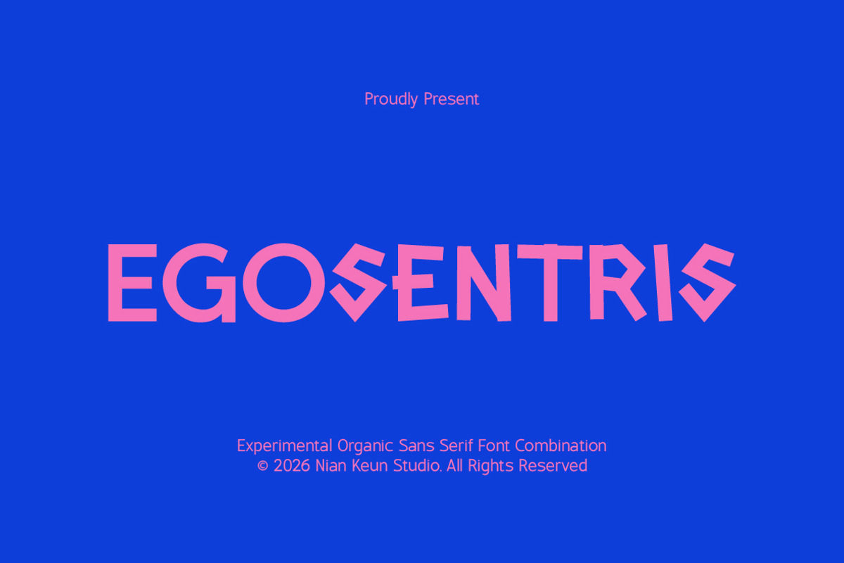 Egosentris - Experimental Sans Serif, a Sans Serif Font by Nian Keun Studio (Photo 1 of 10)