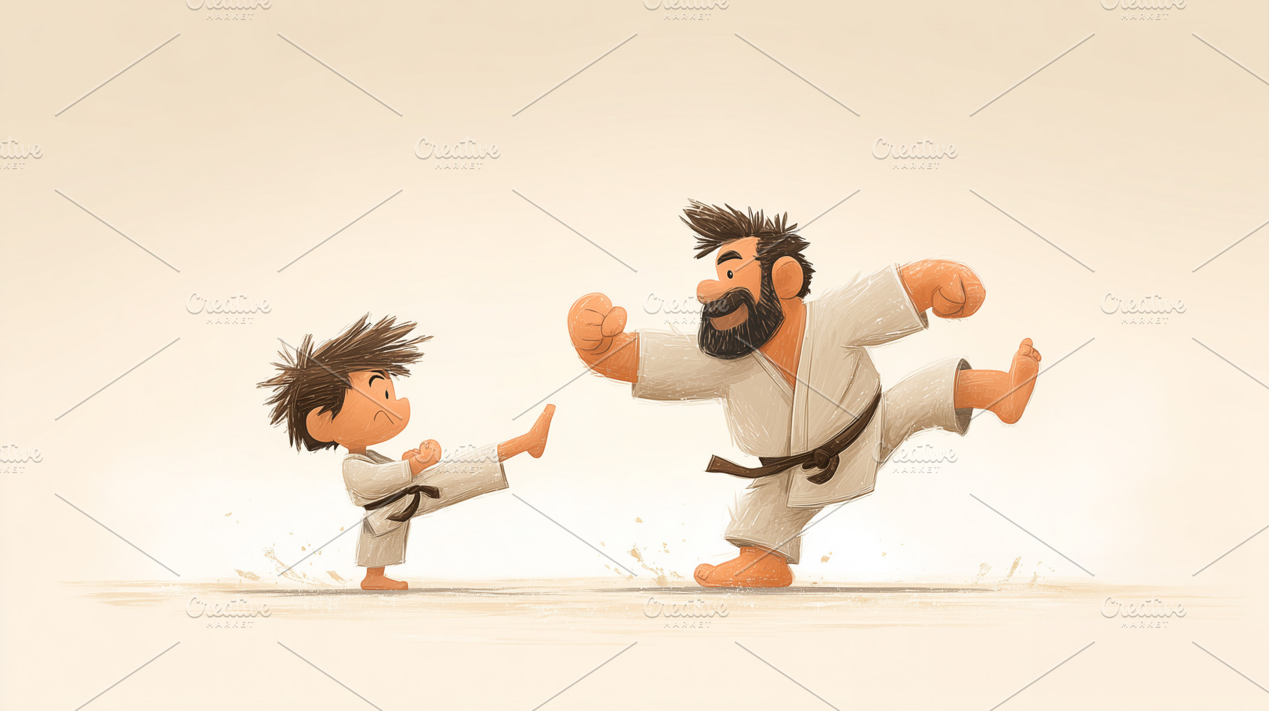 Boy and his father practicing karate, a Sports & Recreation Photo by MistyDay