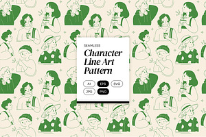 Character Line Art Pattern