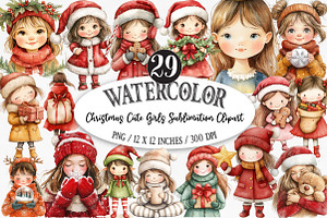 Christmas Cute Girls Sublimation, an Illustration by Designking
