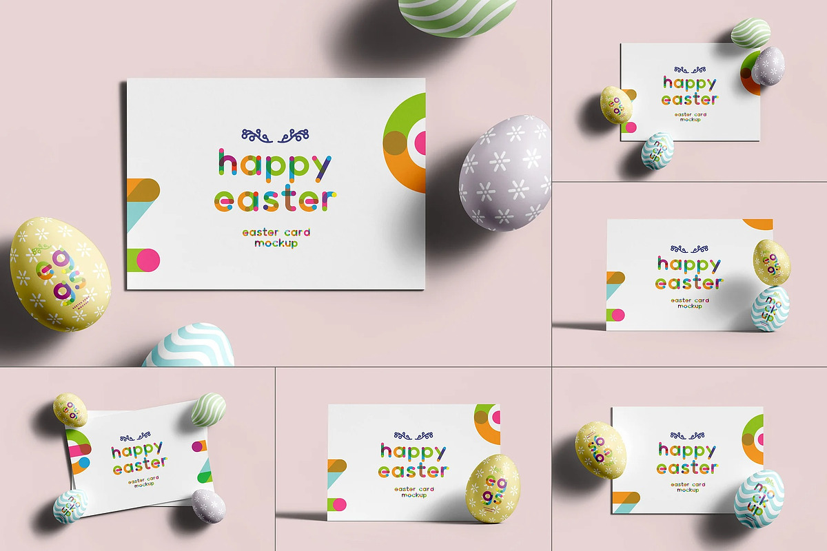 Easter Eggs & Card Mockup, an Advertising Mockup by zippypixelstudio (Photo 1 of 8)