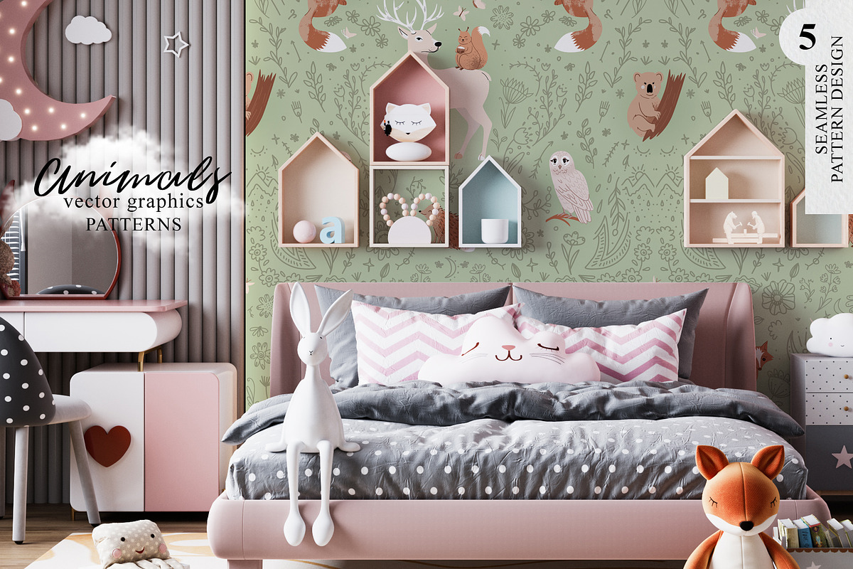 Forest and tropical animals patterns, a Pattern Graphic by WalnutBird (Photo 4 of 8)