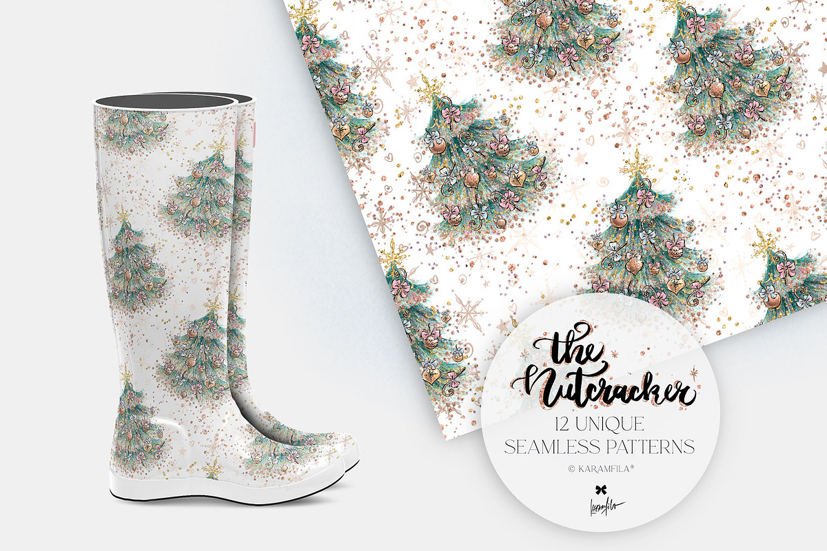Nutcracker Christmas Magic Patterns, a Pattern Graphic by KaramfilaS (Photo 4 of 21)