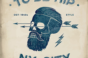 Poster Of Skull Hipster Label