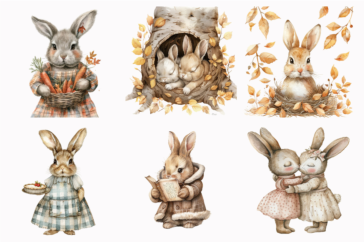 Autumn Rabbits Clipart, an Illustration by Design Market (Photo 5 of 5)