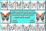 Butterfly Zentangle Coloring Book-V1, an Animal Illustration by Design Zone (Thumbnail 1 of 7)
