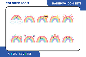 Rainbow Colored Flat Icon Set, a Duotone Icon by Fontmine Studio