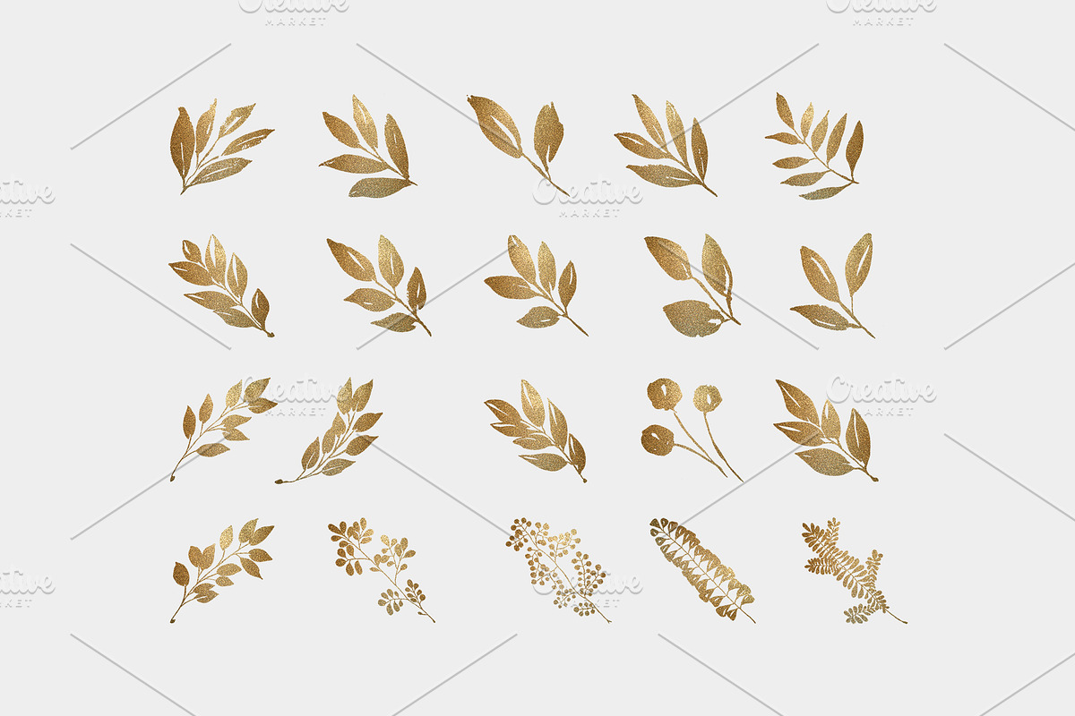 Gold Leaves, Wreaths & Patterns, an Object Graphic by OM Creativ (Photo 3 of 7)