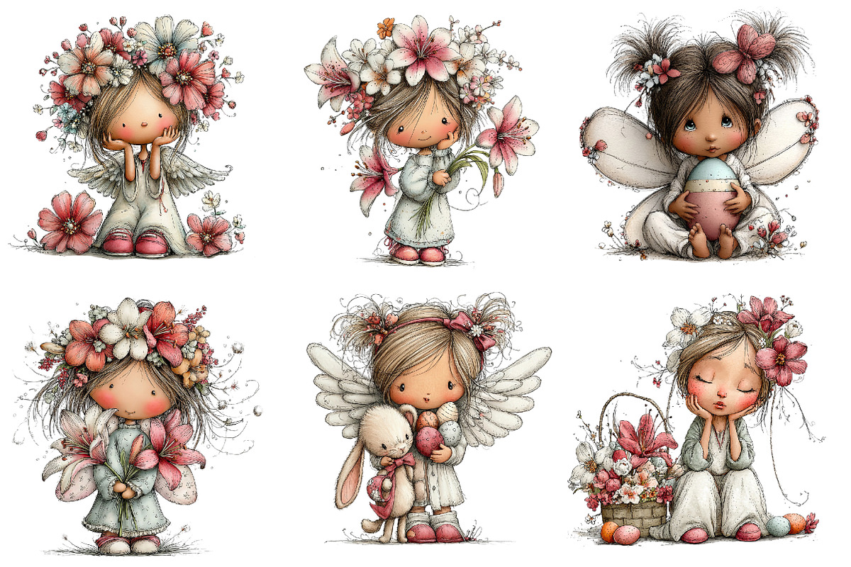 Whimsical Easter Angels Clipart, an Illustration by Dream Creation (Photo 5 of 7)