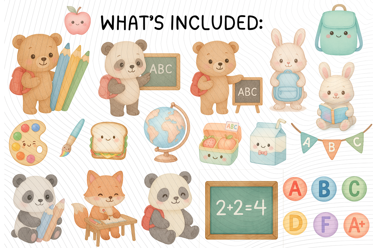 Back to School Kawaii Clipart, an Illustration by PassionPNGcreation (Photo 2 of 8)