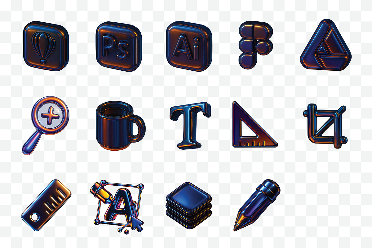 Chrome Liquid Metal Designer icons, a Duotone Icon by Iwanistic (Photo 3 of 7)