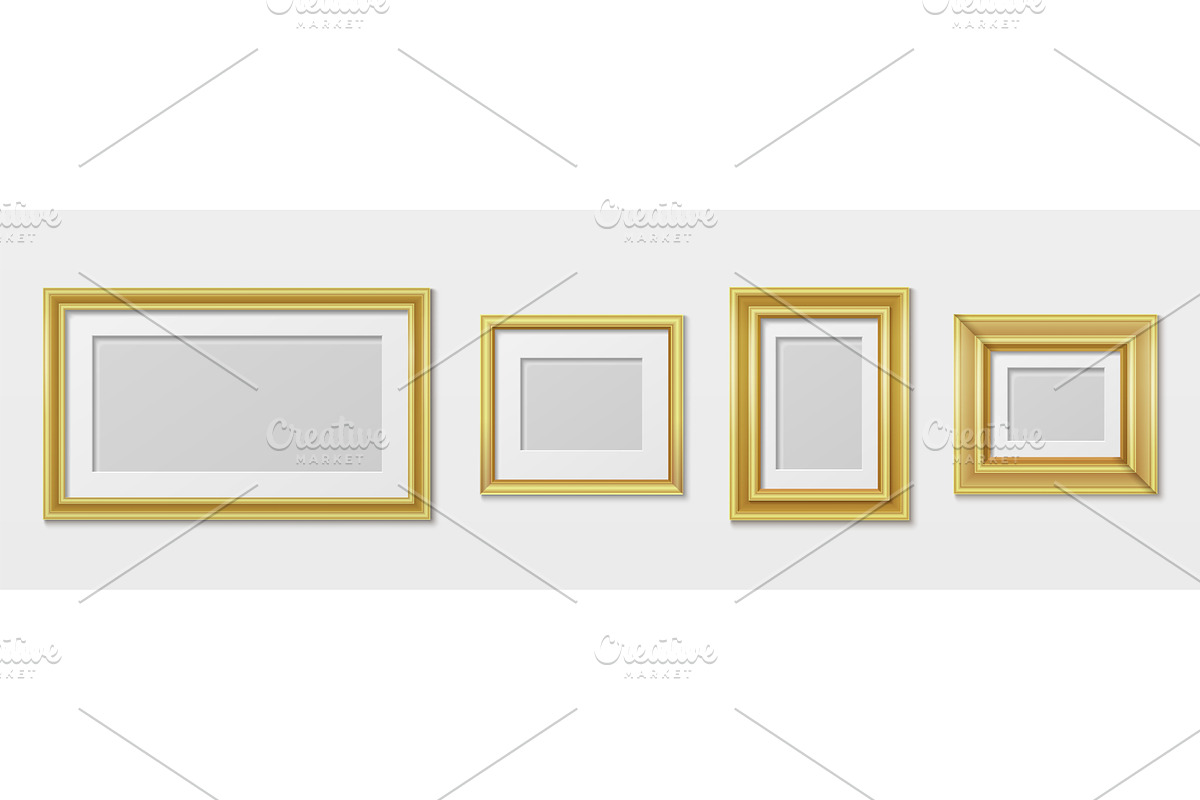 Gold photo frames collection on, an Object Illustration by art PVP - market