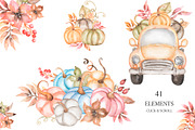 Watercolor Warm Autumn Collection, a Transportation Illustration by MayaNavits (Thumbnail 2 of 10)