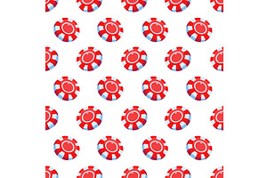 Red gaming chips seamless pattern, a Sport Illustration by LadadikArt