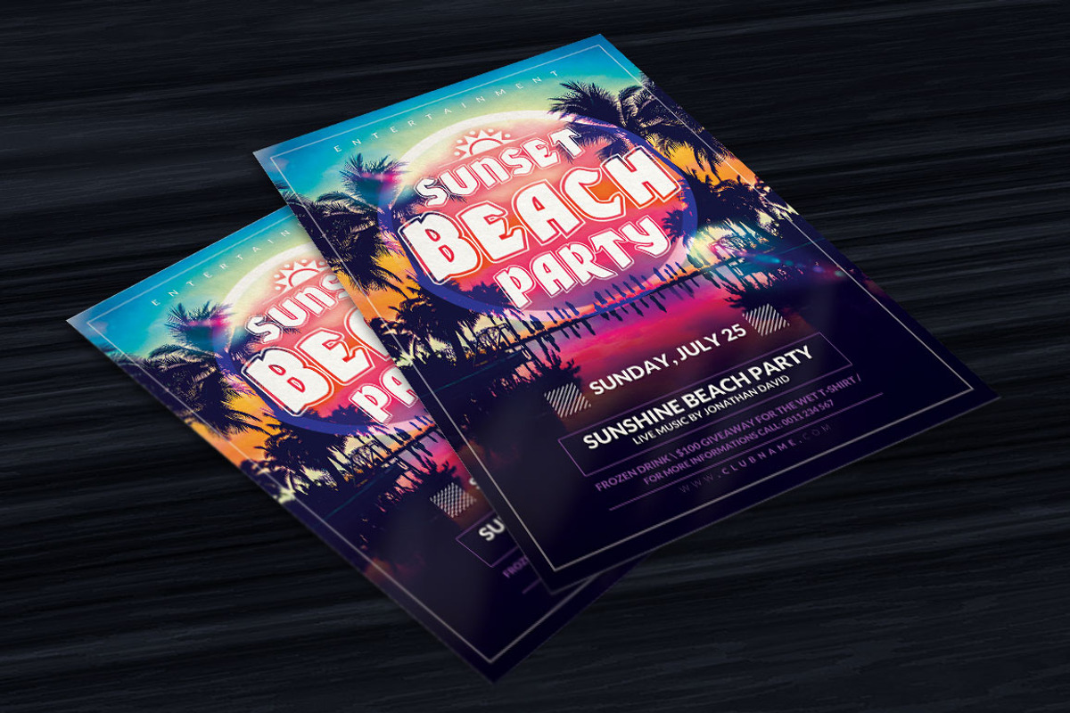Sunset Beach Party Flyer Template, a Flyer Template by Briell Design (Photo 3 of 3)