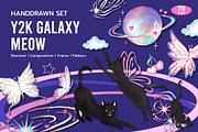 Y2K Galaxy Meow Hand Drawn Digital, an Animal Illustration by CreativeValuation (Thumbnail 1 of 12)