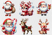 Santa & Reindeer Christmas Clipart, an Illustration by Rose Art (Thumbnail 3 of 4)