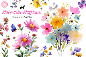 Watercolor Wildflower Clipart Bundle, an Illustration by CreationArt